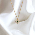 Yellow Gold Plated Round Pendant Sterling Silver Jewelry Green Zircon Necklace Wholesale