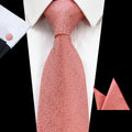 Classic Mens Tie Set Solid Color Neckties Handkerchief Cufflinks Set