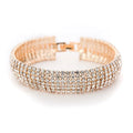 Women's Classic Gold-Plated Rhinestone Bracelet Top Sale Fashion Cuff for Wedding Prom or Bikini Competition