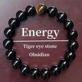 Fashionable Unisex Tiger Eye Stone Beads Bracelet Black Agate Ball Shape Trendy Jewelry for Men Women Couples