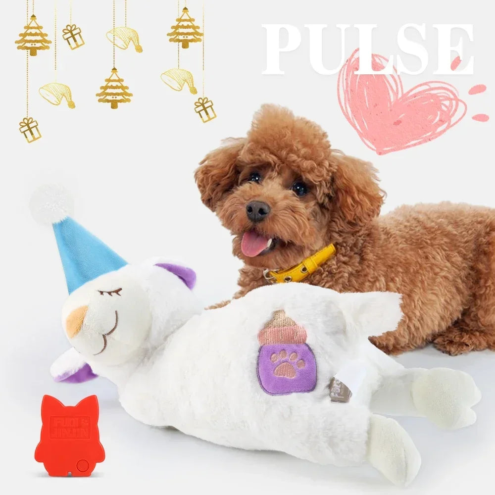 Puppy Heartbeat Toys Christmas Sheep for Sleep Relief Kitten With Heartbeats Stuffed Animal