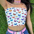 2020 New Design Aliexpress Spring New Women's butterfly Print Bosom Wrapped Woman
