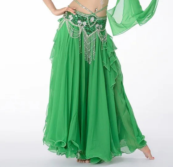 Women's Hot Selling Belly Dance Wear Skirt with Slit Design 11 Colors Polyester Material Customizable