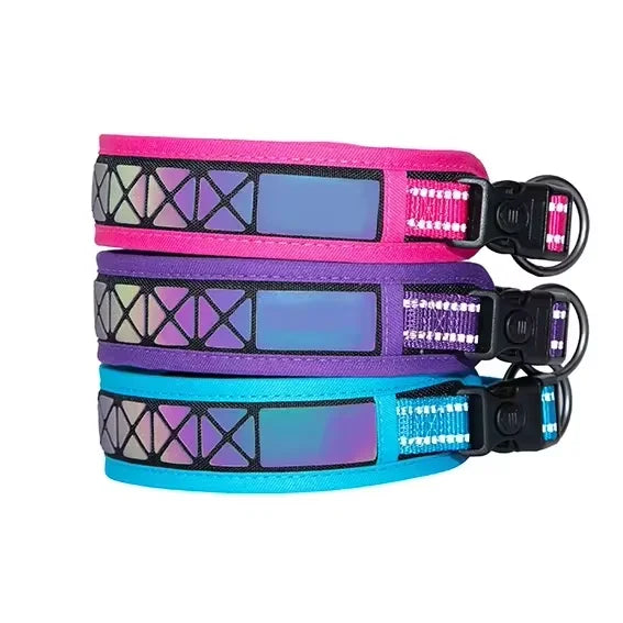 Iron & Nylon Personalized Padded Mesh Reflective Buckle Luxury Dog Pet Collar for Custom