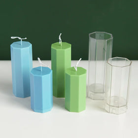 B-4030 5.9in Octagon Transparent 15cm Long Acrylic Handmade Pillar Taper Candle Making Mold for Party Bar Accessories Decoration