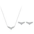 Exquisite Fishtail Earrings and Necklace 2pcs Set S925 Silver Full Diamond Wing Shape Jewelry Set for Women's Fine Jewelry