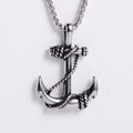 Vintage Antique Stainless Steel Link Chain Necklace with Gold Plated Anchor for Men Gift
