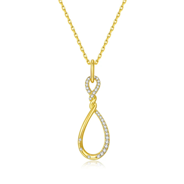 Fashion 18K Gold Plated Necklace Jewelry 925 Sterling Silver Infinity Pendant Necklace for Women