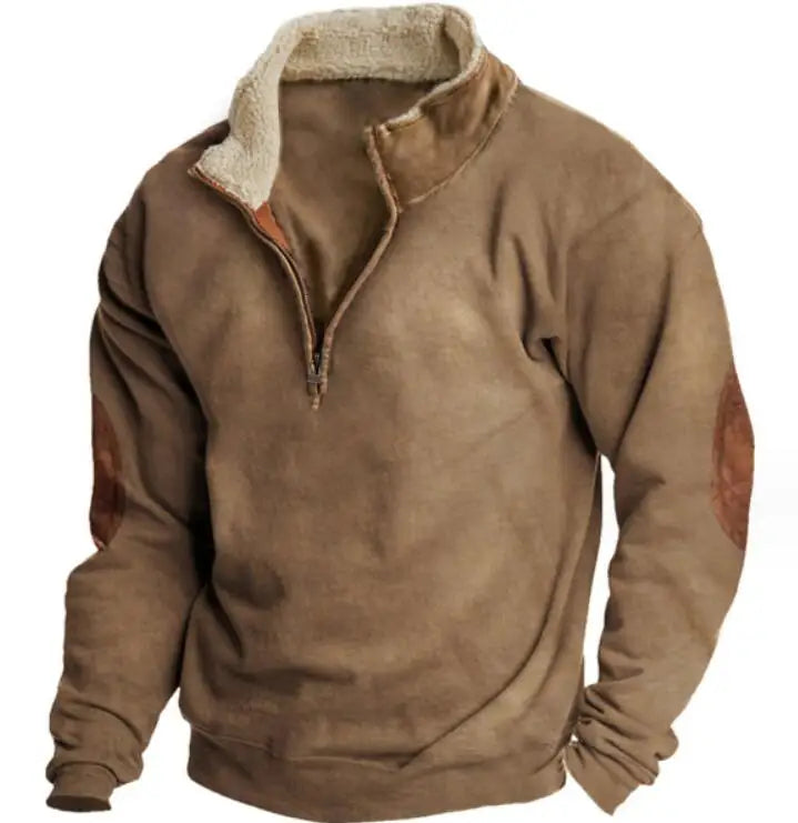 Men Oversize Hip Hop Sports Wear Casual Retro Street Sweatshirt Cotton Stand Collar Wash Hoodies