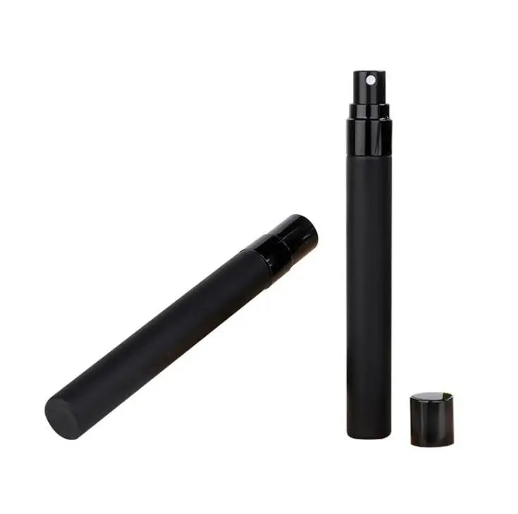10ml Matte Black Pocket Size Refillable Glass Spray Atomizer Vial Perfume Bottle with Pump Spreayer Screen Printing MOQ 100pcs