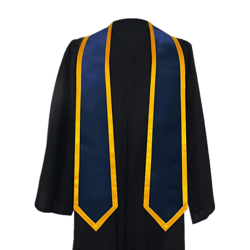 Unisex Shinny Satin Honor Stole Classic Plain Graduation End with Trim for School Accessories