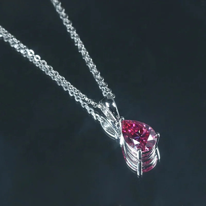 Graceful Moissanite Jewelry GRA Certified 2ct pink Moissanite Pendant 14K White Gold Necklace for Gift