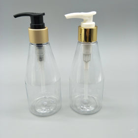 Transparent PET Plastic Bottle Aluminum Silver Golden Spray Pump 200ml Custom Color Screen Printed Lotion Shampoo Face Cream