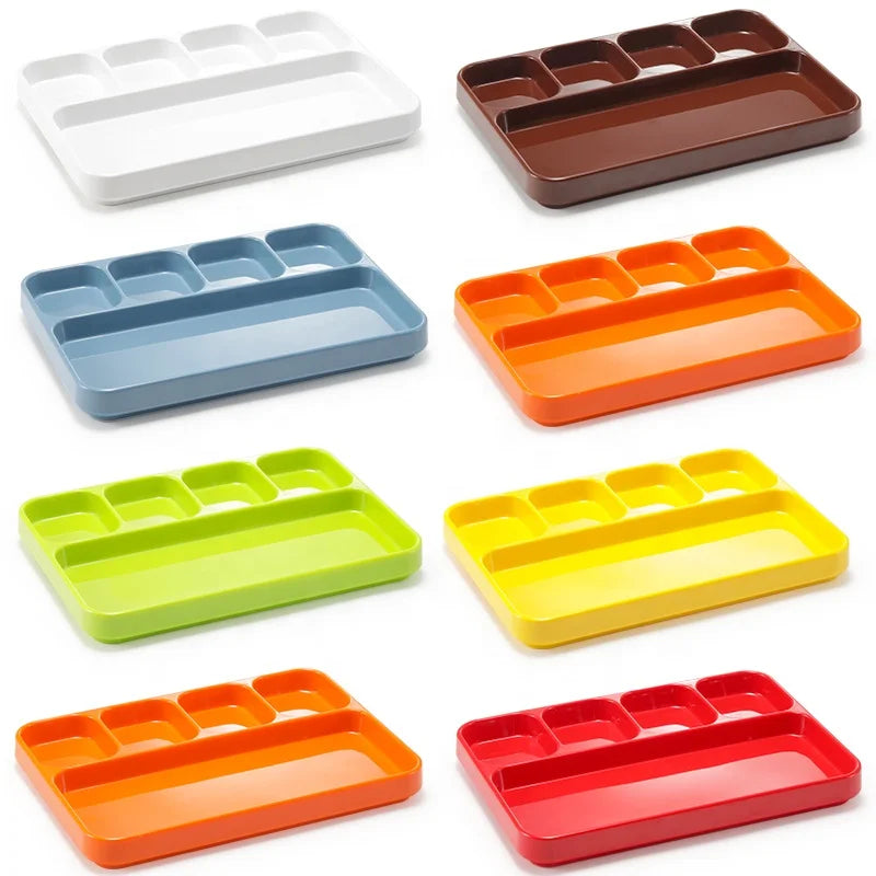 Colorful Melamine Plate with Dipping Korean Barbecue Flat Dinner Plates with Compartment