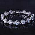 High Quality Round Cubic Zircon Ethiopian Women Wrist Jewelry Accessories Wedding Link Bangles Bracelets with Extender Clasp