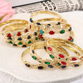 BC2077 2022 New 18k Gold Plated Half Enamel Evil Eyes Half Rainbow Triangle Oval Geometrical CZ Diamond Paved  Bangle Bracelet