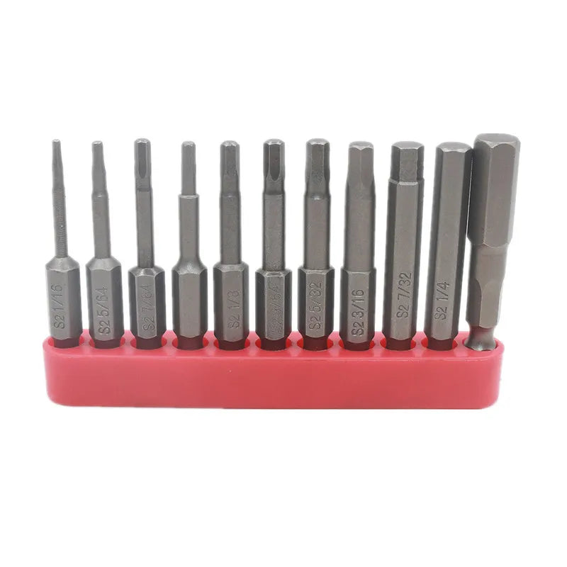 S2 Hex Magnetic Screwdriver Bits Set 11pcs Steel Handle DIY Grade OEM 1/16 5/64 3/32 1/8 5/32 3/16 7/32 1/4 9/64 7/64 5/16