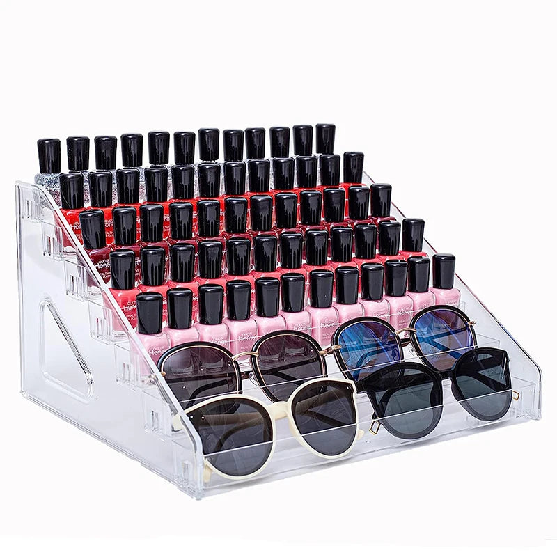 7 Layers Clear Acrylic Display Stand Sunglass Holder Nail Polish Organizer Essential Oils Rack Eyeglasses Storage Shelf