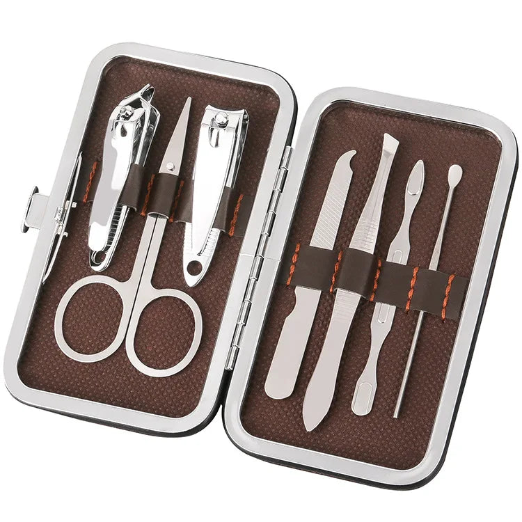 Leather Box 7-Piece Stainless Steel Nail Clipper Set for Finger & Toe Use Household Tool with Printing Logo Gift
