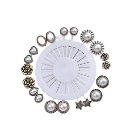 Hot Sale Old Golden Oval Flower Crystal Rhinestone Hijab Muslim Scarf Brooches Pins for Women Wedding Party Gift Wholesale