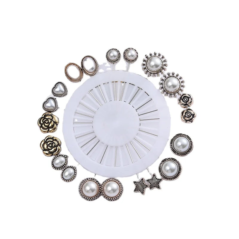 Hot Sale Old Golden Oval Flower Crystal Rhinestone Hijab Muslim Scarf Brooches Pins for Women Wedding Party Gift Wholesale