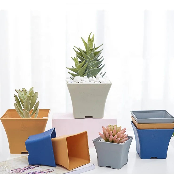 Wholesale Nordic Style Square Plastic Nursery Pot Colorful Garden Succulent Plants Pot