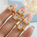 French Punk Gold Square Zircon Open Ring Brass Square Diamond Finger Ring Party