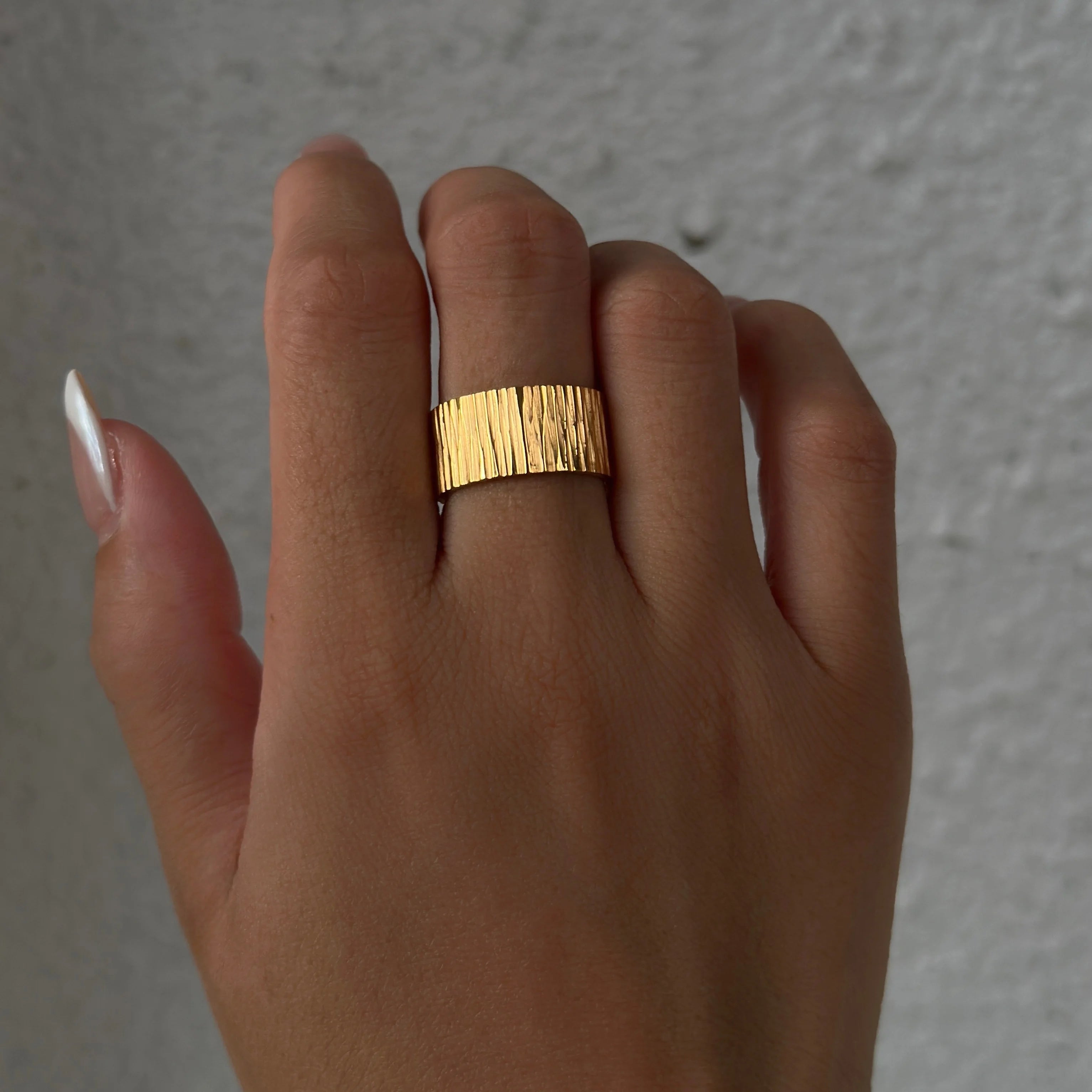 Dazan Autumn Winter New Ins Trendy 18k Pvd Gold Plated Stainless Steel Tarnish Free Vintage Embossed OOTD Ring for Women