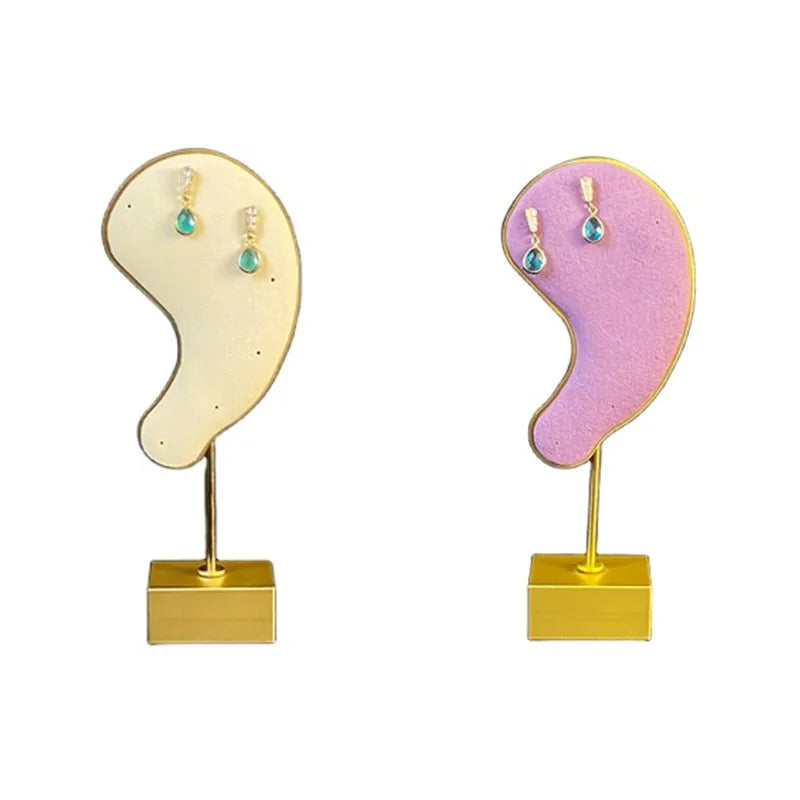 Hot Sale BETTISM Customized High-End Microfiber Ear Shape Jewelry Earring Counter Metal Display Rack