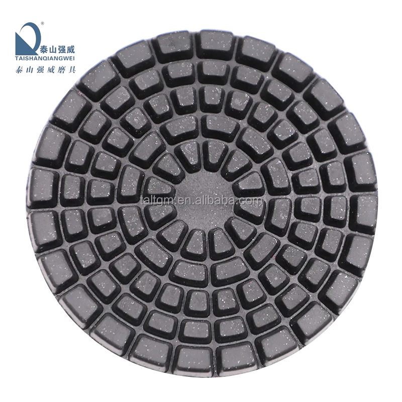TAISHAN QIANGWEI 4 Inch 100 mm Resin Bond Diamond Concrete Floor Wet and Dry Use  Polishing Pad for Hard Concrete Floor