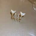Silver Needle Zircon Fishtail Earrings Girls Sweet Jewelry Shiny Crystal Zircon Fishtail Stud Clip On Earrings For Women