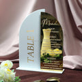 Customized Acrylic Arched White Gold Mirror Wedding Table Numbers With Wedding Menu Sign Acrylic Table Numbers