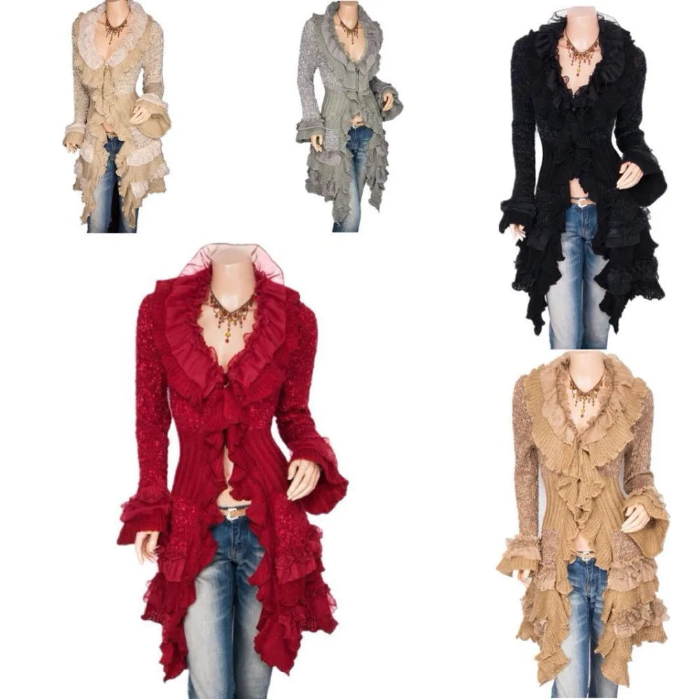 Vintage Renaissance Coat Women Lace Jacket Victorian Steampunk Medieval Lace up Dress Suit Countess Cardigan