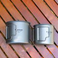 Outdoor Portable Camping Mug Ultralight Titanium Cup Set 300ml 550ml with Foldable Handle Camping Accessories