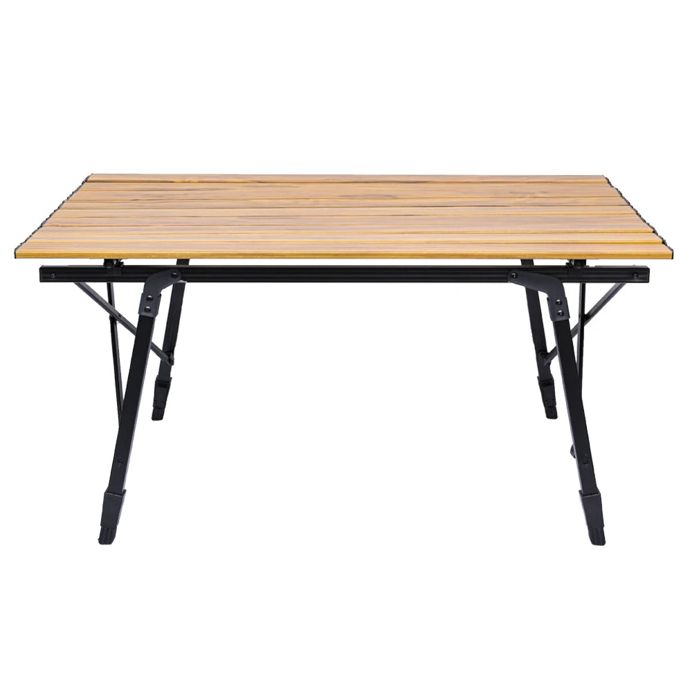 TOMOUNT Lightweight Aluminium Folding Table Portable Outdoor Camping Picnic Easy Carry with Modern Wood Grain Design