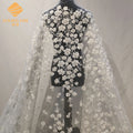 High End Embroidered Floral Beaded Lace 3D Lace Fabric for Evening Dress Wedding Bridal Tulle Fabric Embroidered Lace Fabric