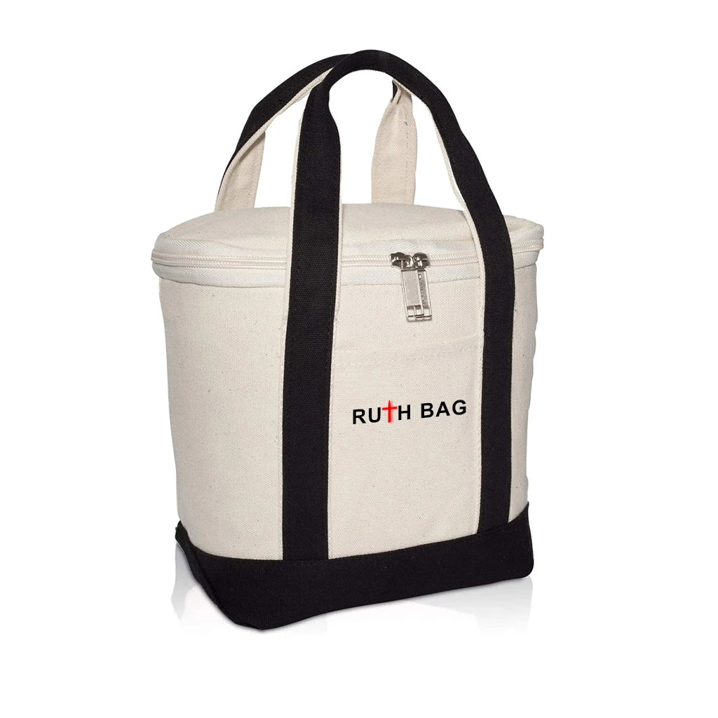 Ruthbag Mini Insulated Lunch Box Small Can Cooler Bag with Natural Letter Pattern for Men and Women
