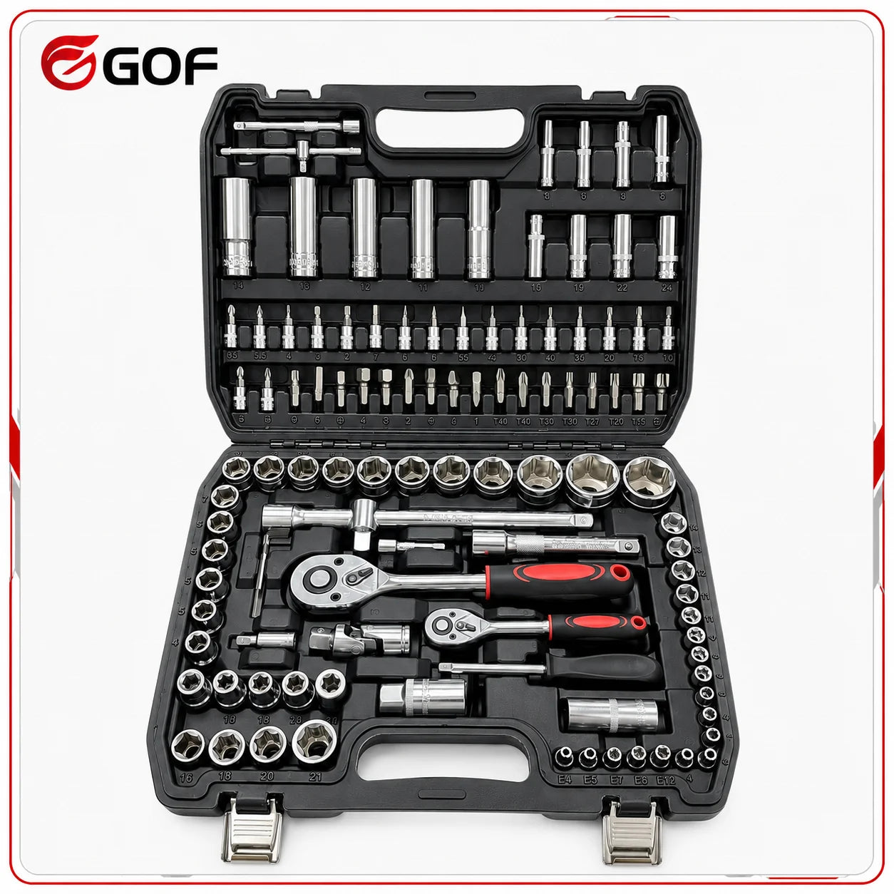 108pcs OEM Chrome-plated Heavy-Duty Carbon Steel Home Repair Kit Hammer Screwdriver Measuring Tape Portable Toolbox Hard Case