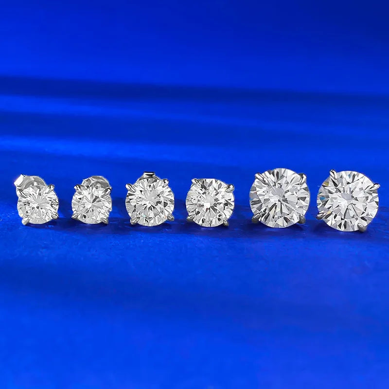 Classic 1 Carat Round Cut 925 Sterling Silver Stud Earrings for Women