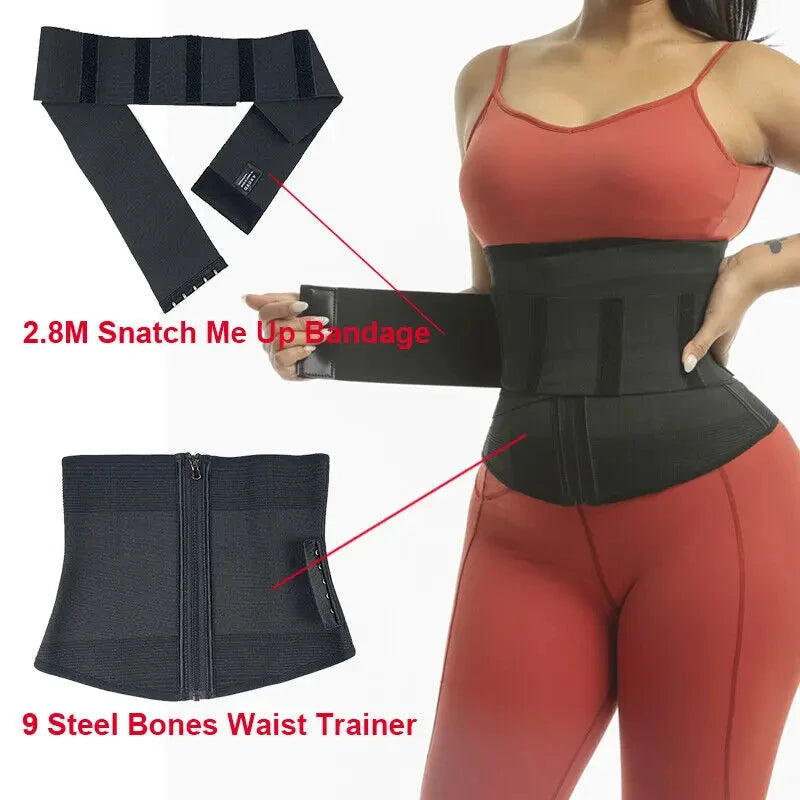 Women Waist Trainer Trimmer Belt Adjustable Belly Tummy Control Snatch Me up Buckle Wrap Slimming Body Shaper Stretch Bands