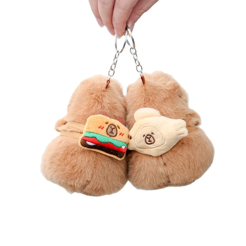 Hamburger Croissant Taiyaki Capybara Stuffed Toy Anime Plush Keychain Kawaii Capybara Plush Plushie Keychain Claw Machine Doll