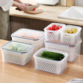 PP Plastic Storage Box Lid for Kitchen Freezer Refrigerator Drainage Crisper for Organizing Preserving Fruit Vegetables Food