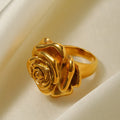 INS18 Gold Vacuum Electroplating Non Fading Stainless Steel Rose Casting Ring Mold Make Ring Three Dimensional Flower