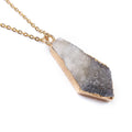 HZ Natural Agate Raw Crystal Gemstone Gold Electroplated Single Loop Handmade Making Pendant Connectors Jewelry