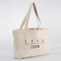 Wholesale Custom Print Logo Eco-Friendly Cotton Canvas Tote Bags with Zipper Closure Custom Colors & Sizes