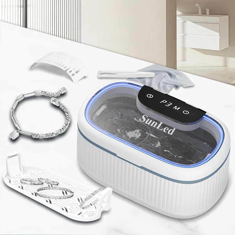 Sunled High End Design Automatic Jewelry Cleaner Household Portable Ultrasonic Cleaner with 3 Power Levels and 5 Time Settings