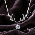 Sweet Senior Sense Moissanite Antler Pendant S925 Sterling Silver Necklace Tanabata for Women Christmas Gift