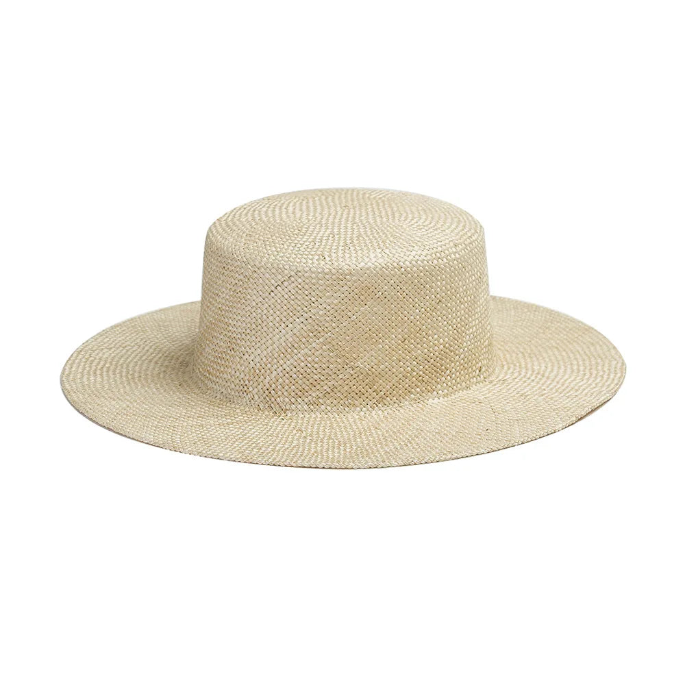 Custom Summer Hollow Straw Panama Hat with Checked Pattern for Outdoor Daily Travel Use