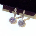 HOVANCI Luxury Korean Clear Bling Rhinestone Round Drop Earrings S925 Sterling Silver Pin Crystal Diamond Earring for Women Gift