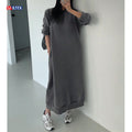 Custom Women Clothing Fleece Sweatshirt Dresses for Women High Quality Long Sleeve Pullover Long Hoodie Dress